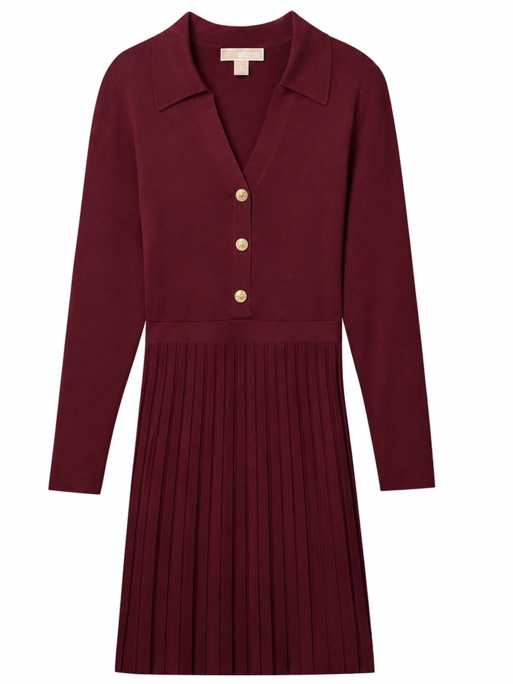 NWT Michael Kors Burgundy Pleated Sweater Dress Size Medium